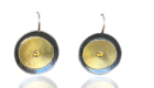 ER–24-201:Oxidized sterling silver, 18k,14k gold, Citrine. 1"x1 1/4".