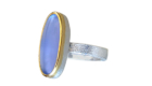 RG–24-253B: Sterling silver, Blue Chalcedony, 18k gold,Size 7 3/4